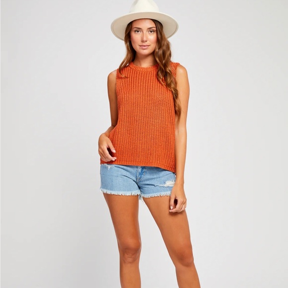 Andrea Striped Grenadine Knit Tank Top by Gentle Fawn